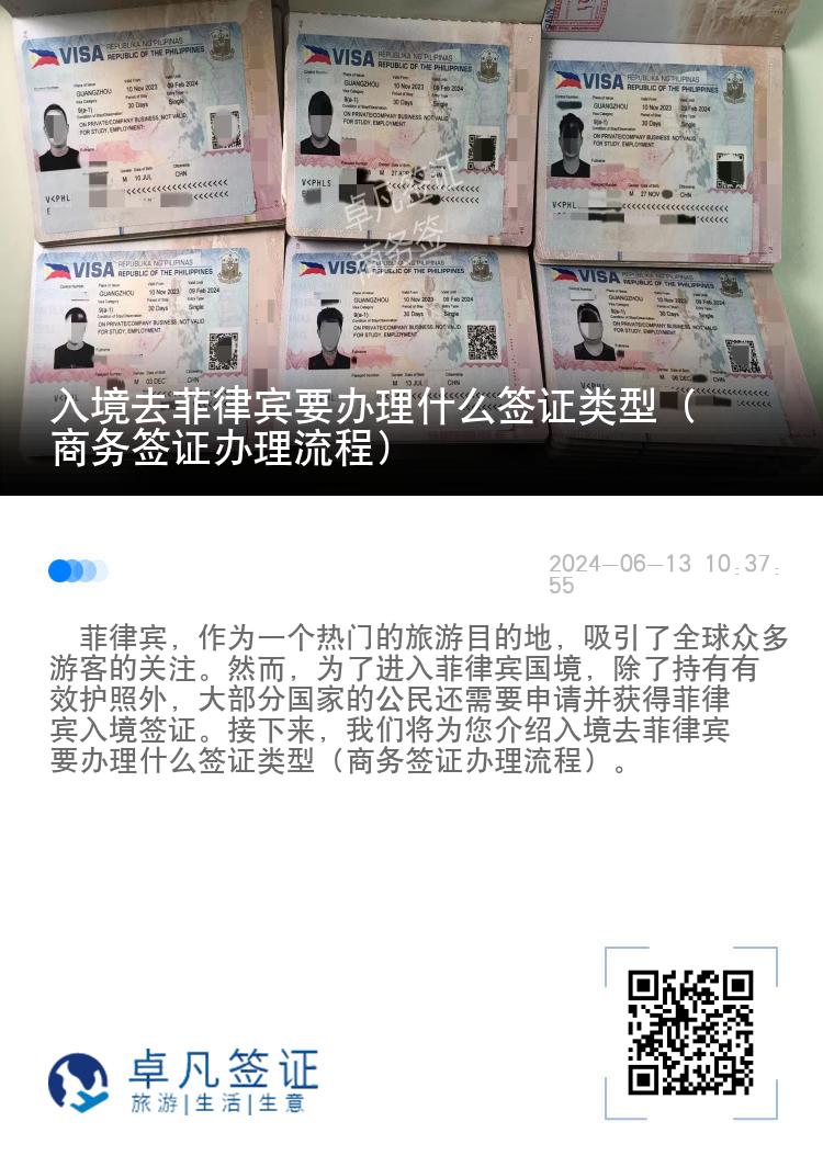 入境去菲律宾要办理什么签证类型（商务签证办理流程）