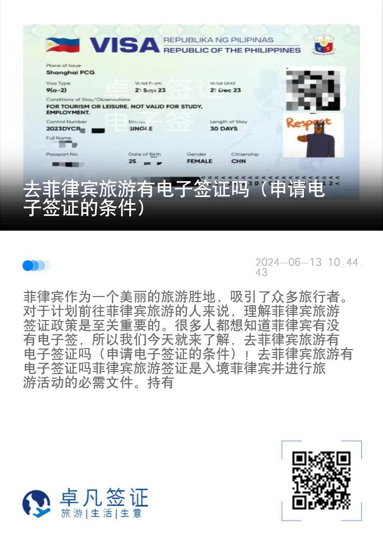 去菲律宾旅游有电子签证吗（申请电子签证的条件）