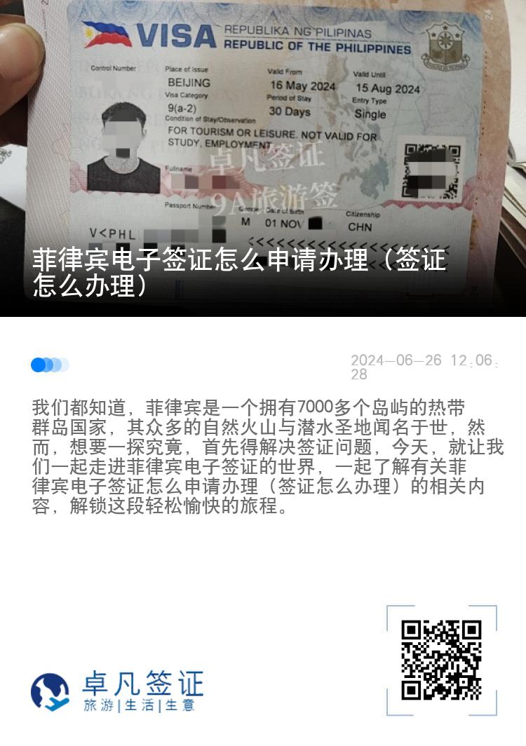 菲律宾电子签证怎么申请办理（签证怎么办理）