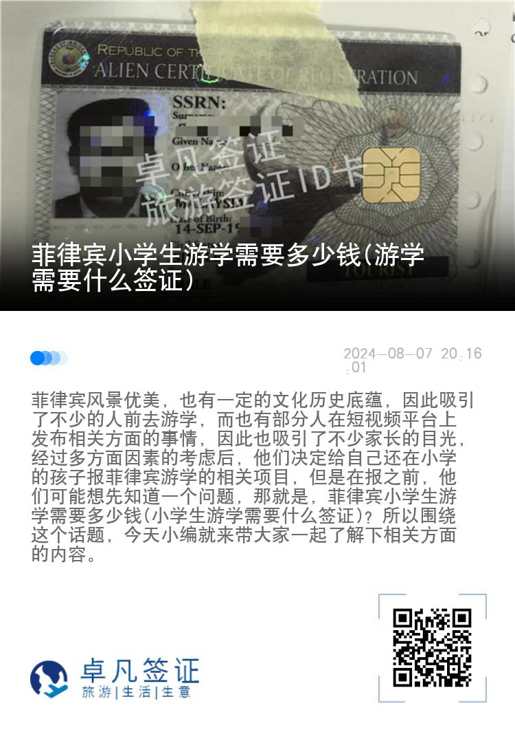 菲律宾小学生游学需要多少钱(游学需要什么签证)
