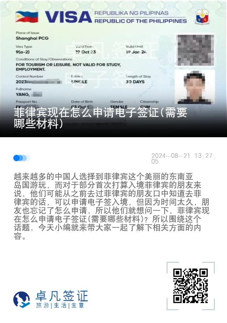 菲律宾现在怎么申请电子签证(需要哪些材料)