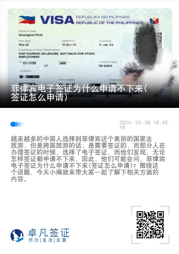 菲律宾电子签证为什么申请不下来(签证怎么申请)