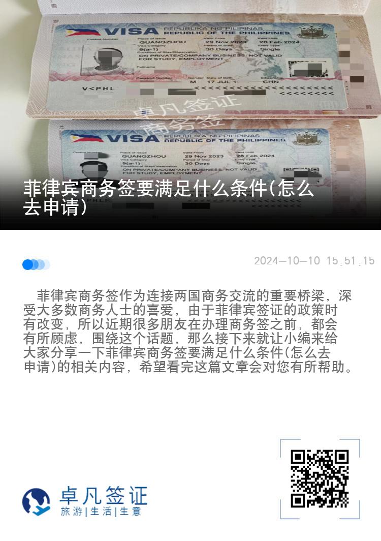 菲律宾商务签要满足什么条件(怎么去申请)