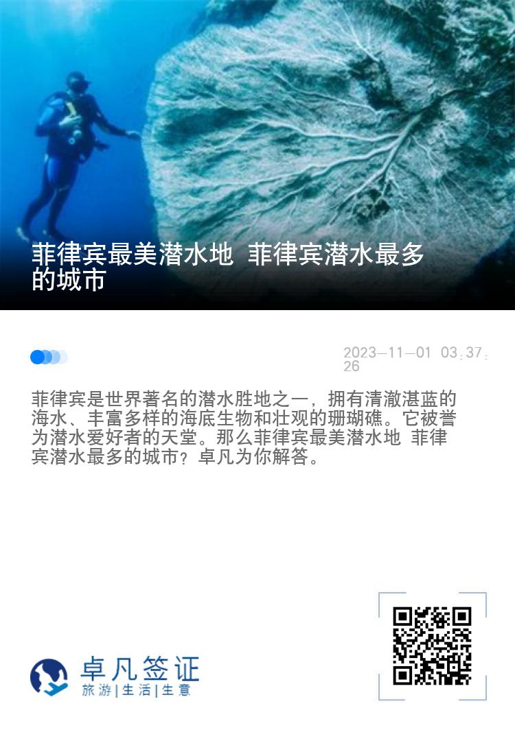 菲律宾最美潜水地 菲律宾潜水最多的城市