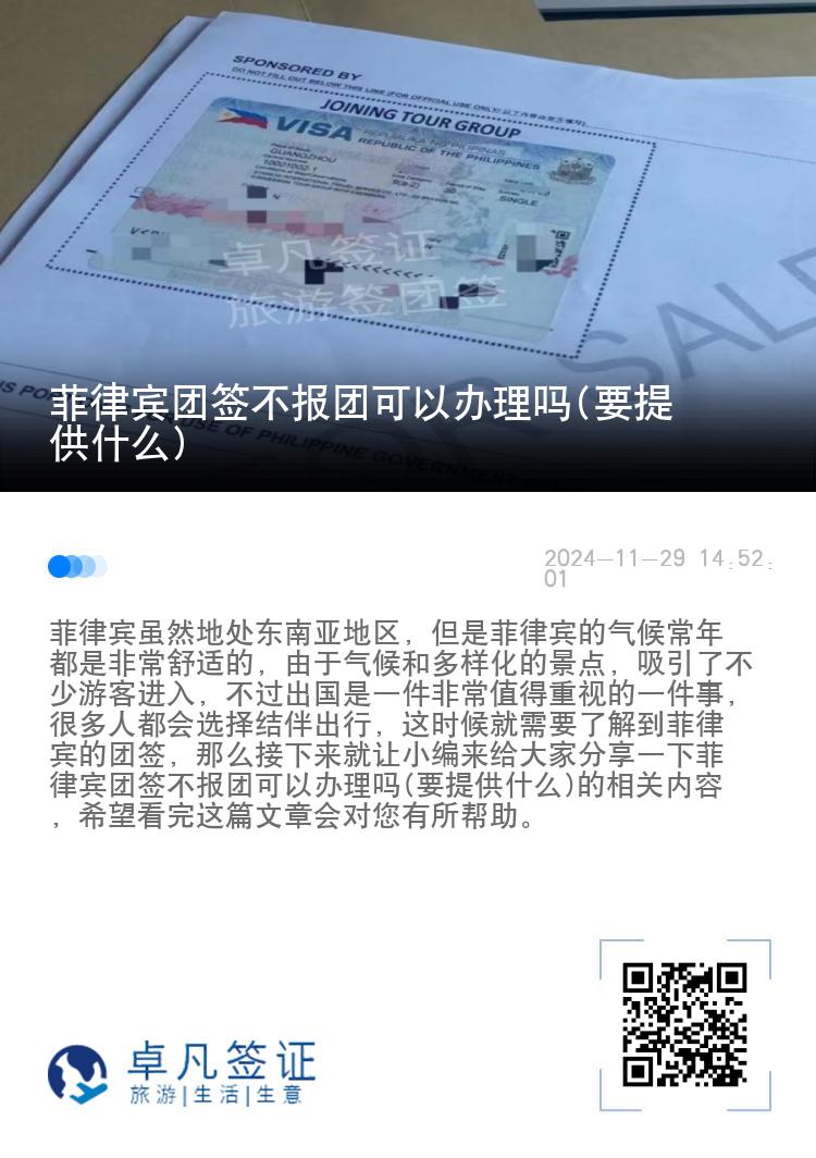 菲律宾团签不报团可以办理吗(要提供什么)