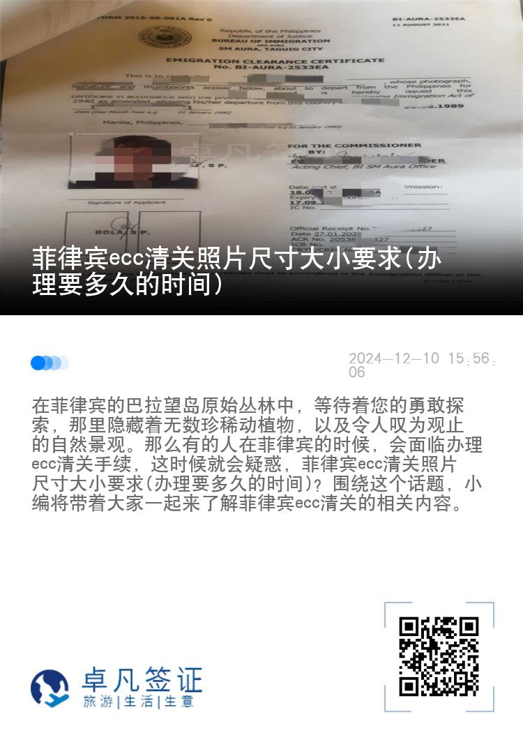 菲律宾ecc清关照片尺寸大小要求(办理要多久的时间)