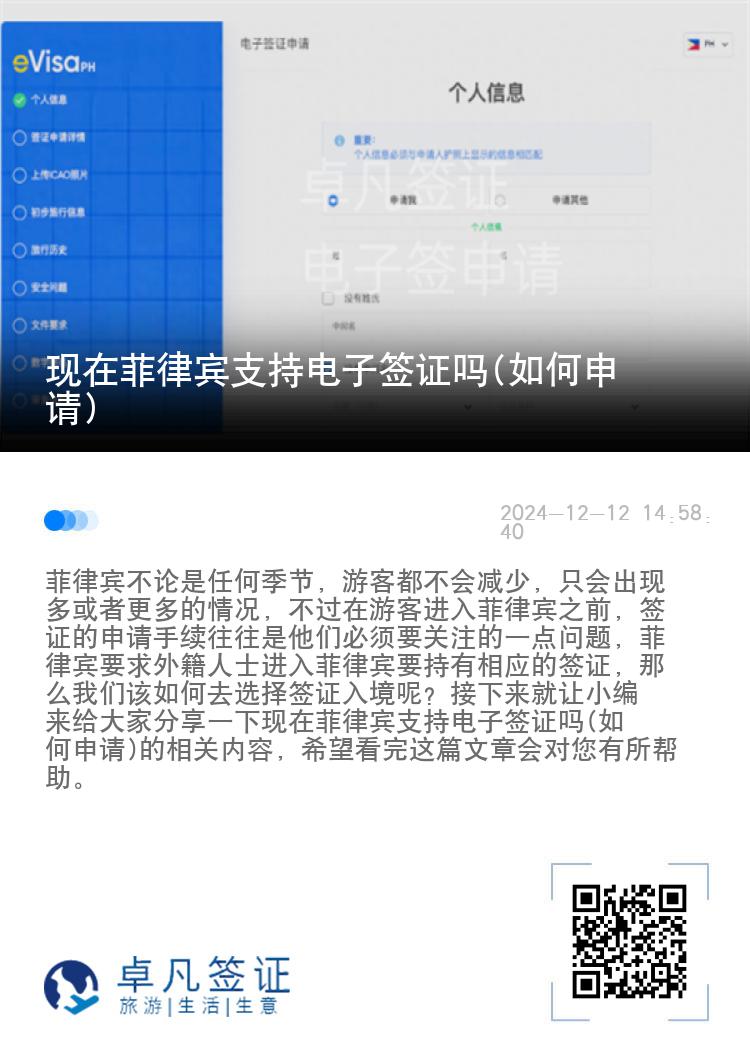 现在菲律宾支持电子签证吗(如何申请)