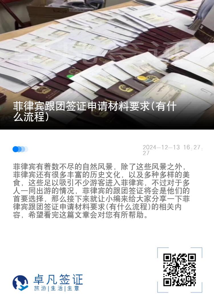 菲律宾跟团签证申请材料要求(有什么流程)