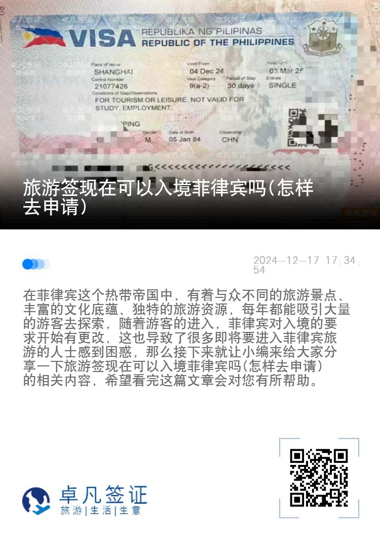 旅游签现在可以入境菲律宾吗(怎样去申请)