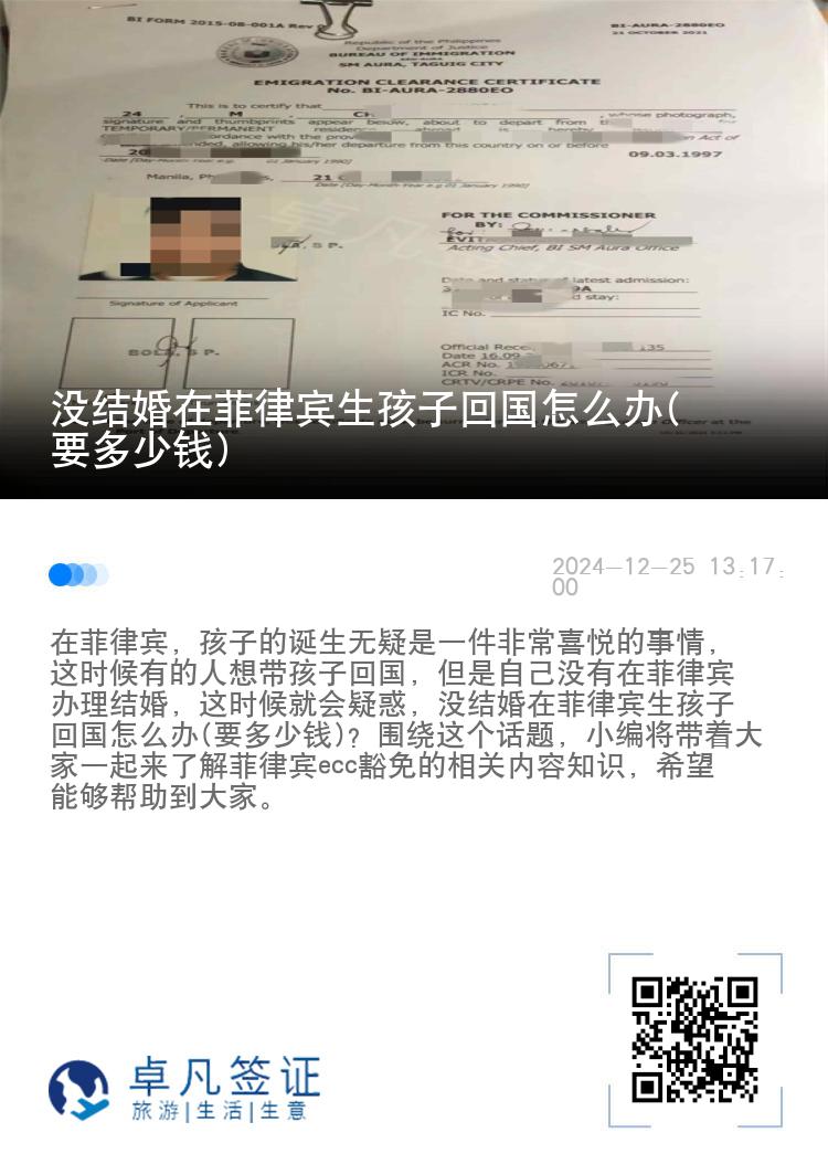 没结婚在菲律宾生孩子回国怎么办(要多少钱)