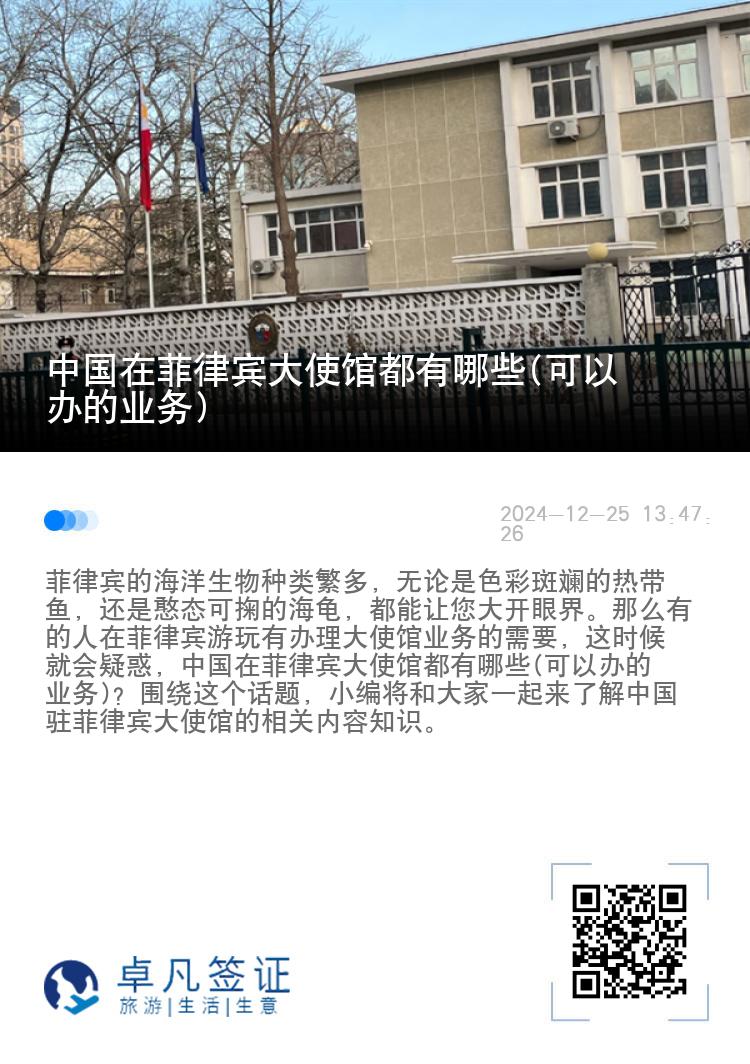 中国在菲律宾大使馆都有哪些(可以办的业务)
