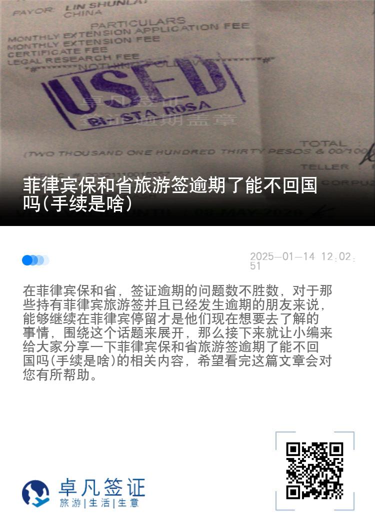 菲律宾保和省旅游签逾期了能不回国吗(手续是啥)