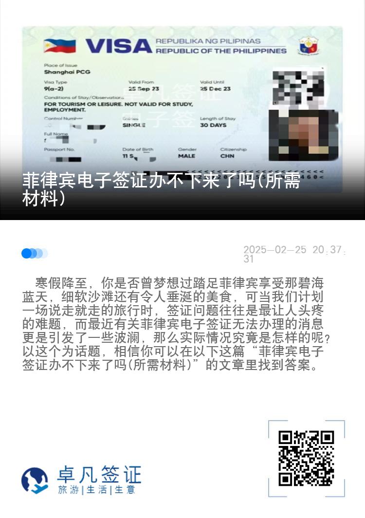 菲律宾电子签证办不下来了吗(所需材料)