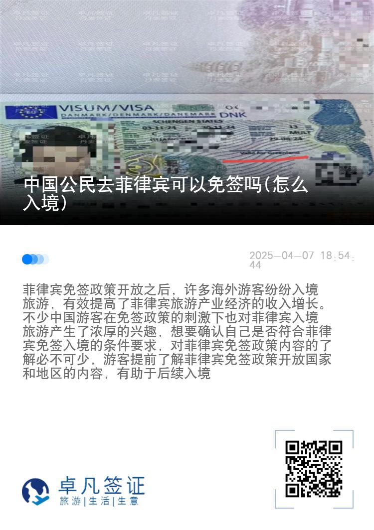中国公民去菲律宾可以免签吗(怎么入境)