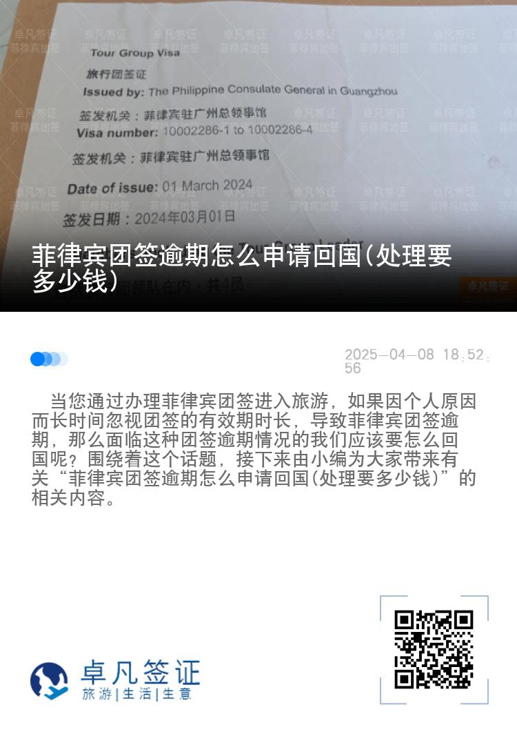 菲律宾团签逾期怎么申请回国(处理要多少钱)