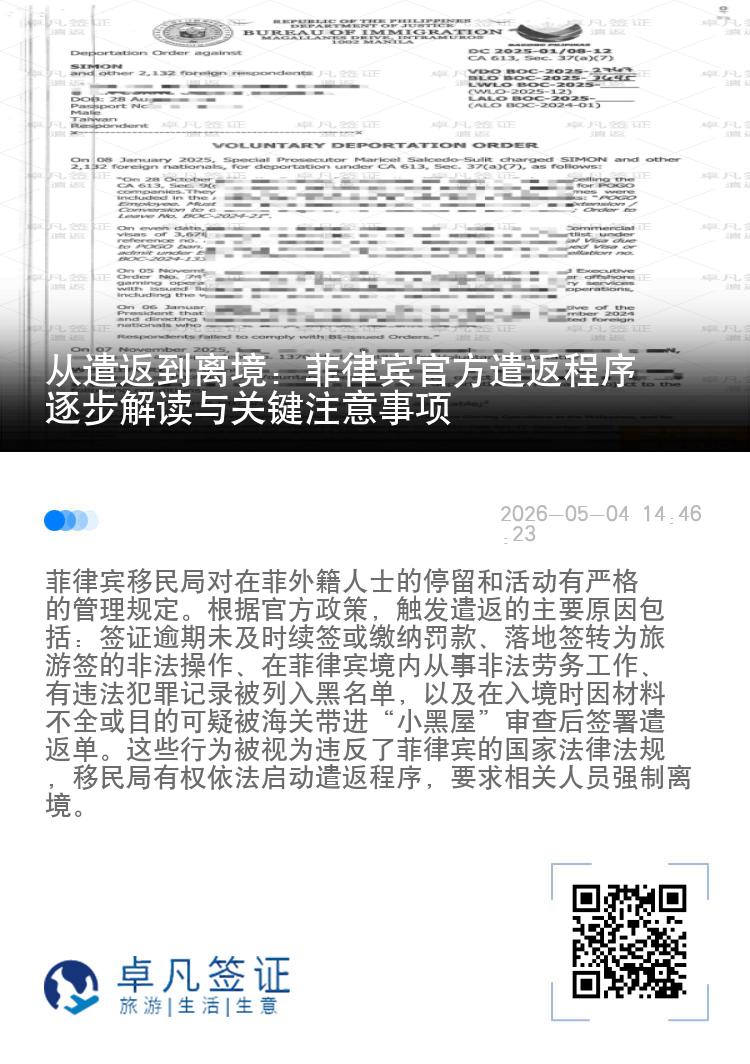 从遣返到离境：菲律宾官方遣返程序逐步解读与关键注意事项